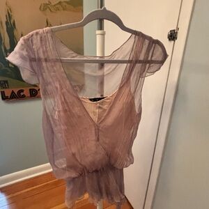 Chic Lavender Sheer Blouse
